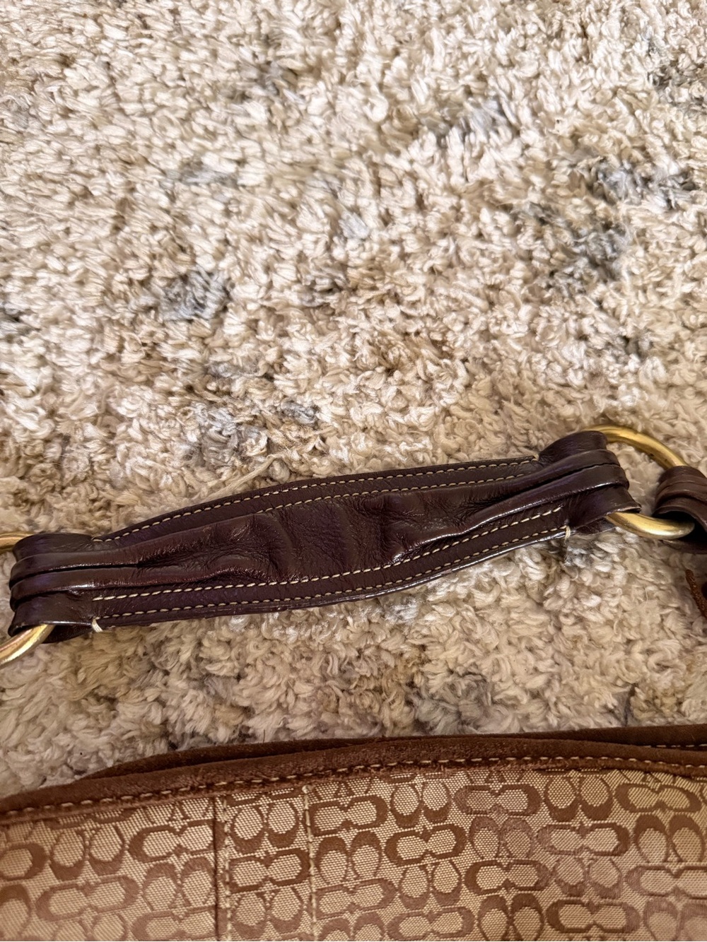 Coach Tan/Brown Signature Canvas Shoulder Bag - Picture 6 of 12